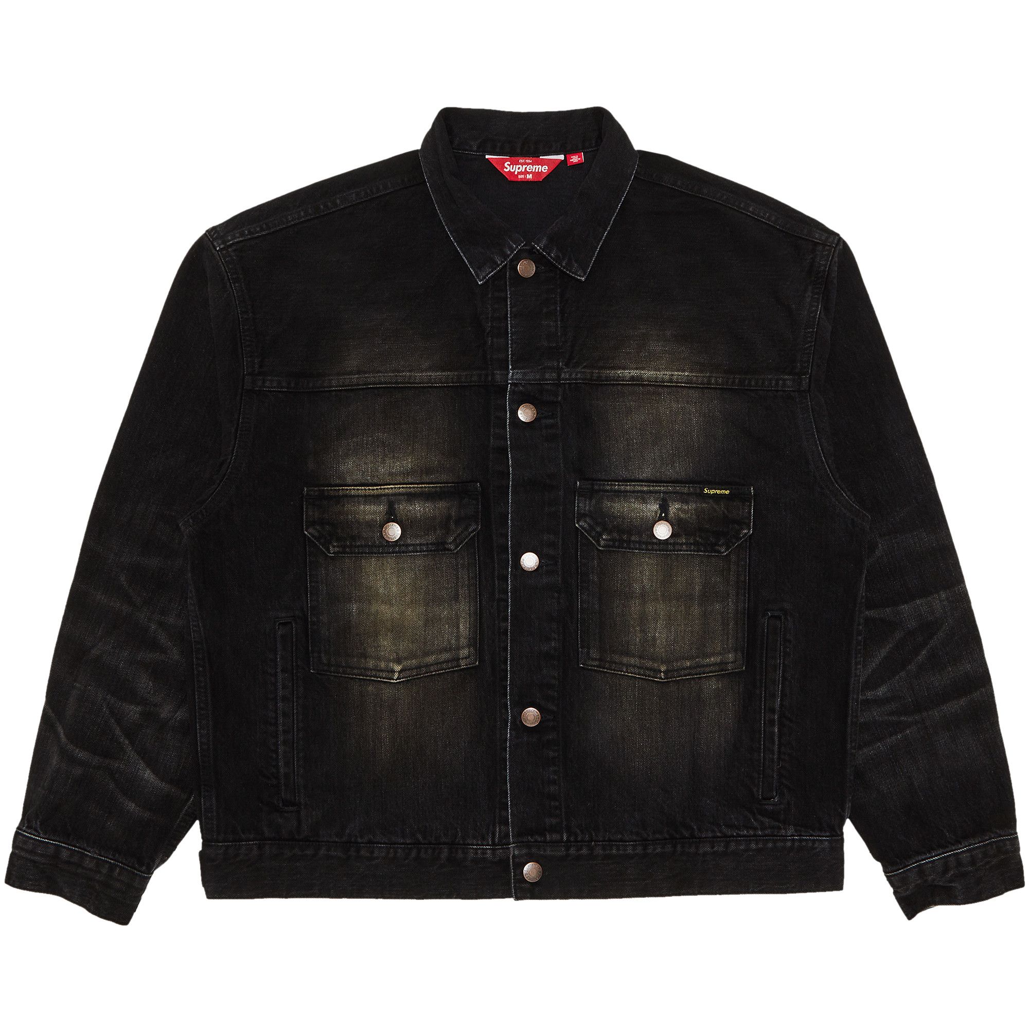 Size xxl Supreme Distressed Selvedge Trucker Jacket Washed Black