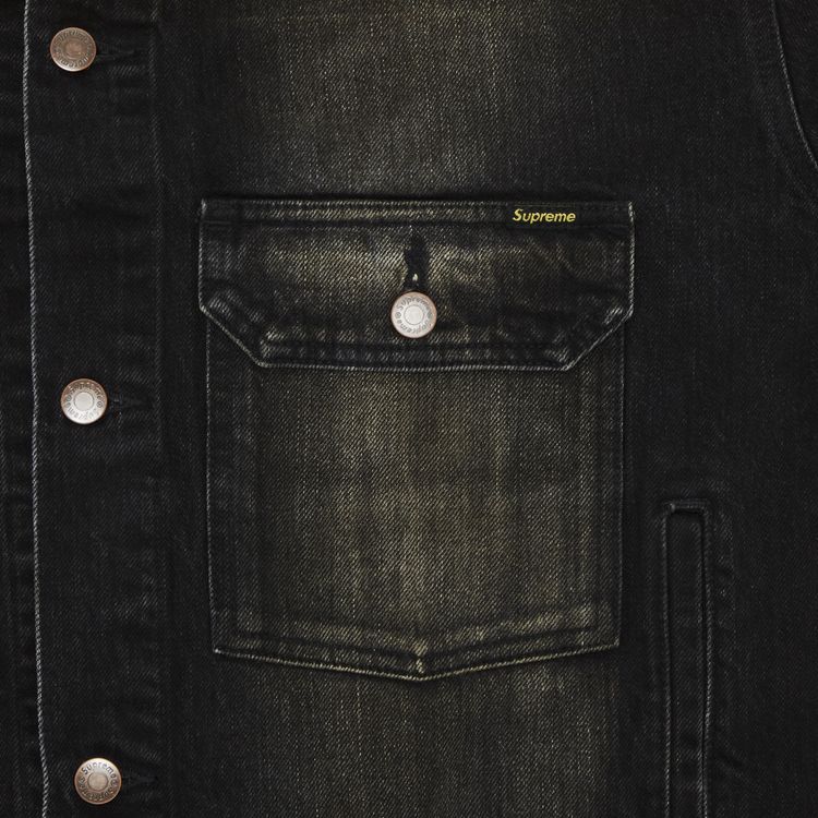 Supreme Distressed Selvedge Trucker Jacket Washed Black