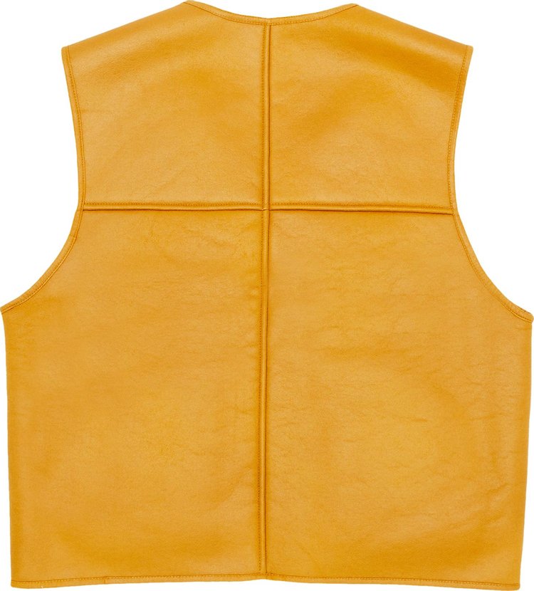 Supreme Reversible Faux Shearling Work Vest Yellow