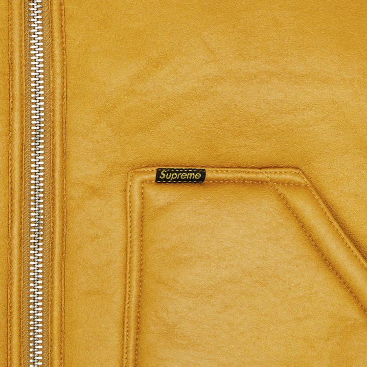 Supreme Reversible Faux Shearling Work Vest Yellow