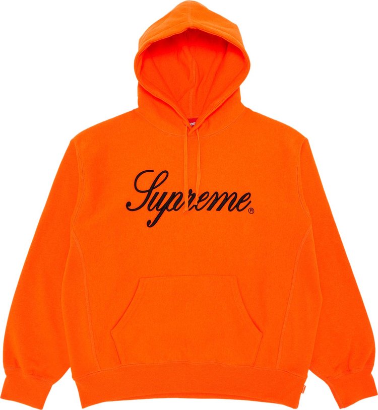 Supreme Embroidered Script Hooded Sweatshirt Bright Orange