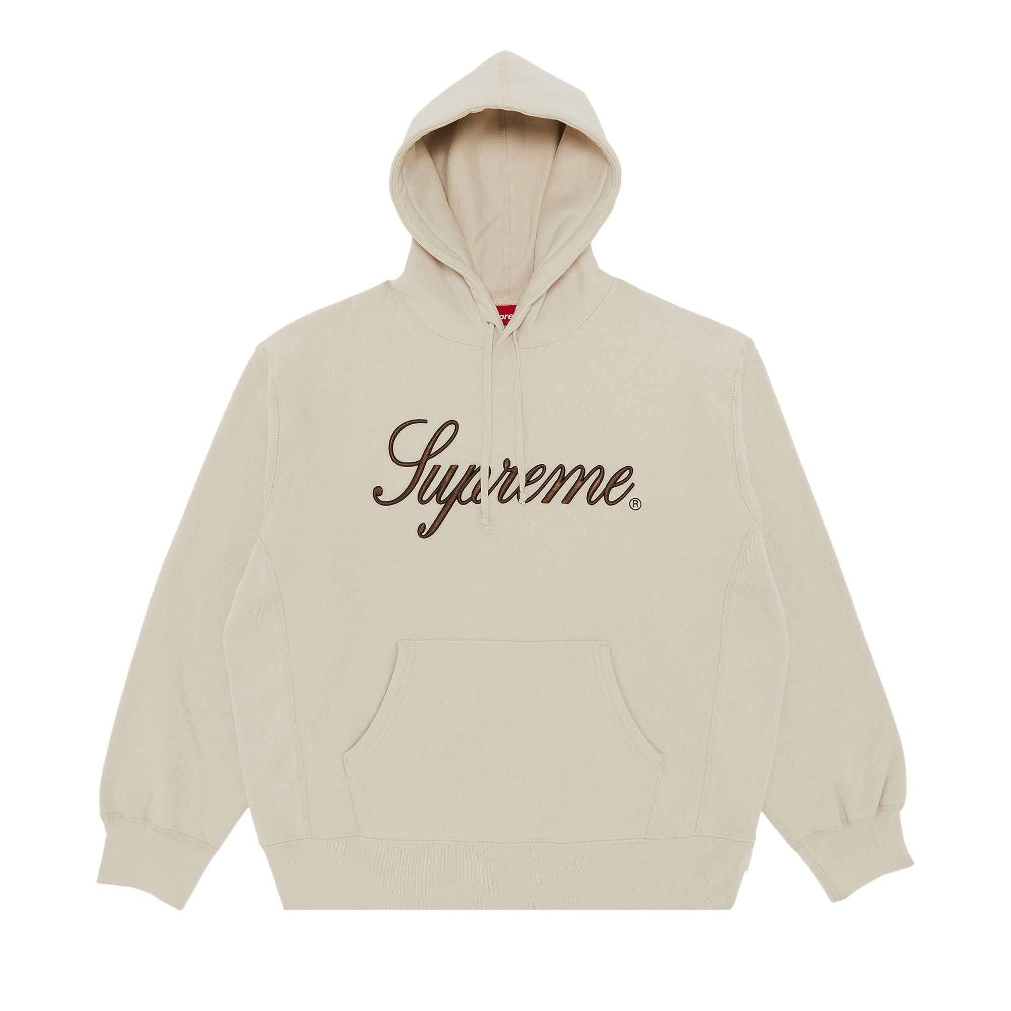 Size xl Supreme Embroidered Script Hooded Sweatshirt 'Stone'
