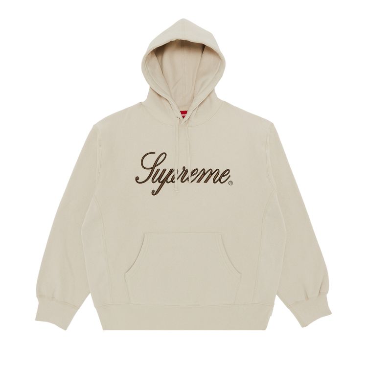 Supreme Embroidered Script Hooded Sweatshirt Stone