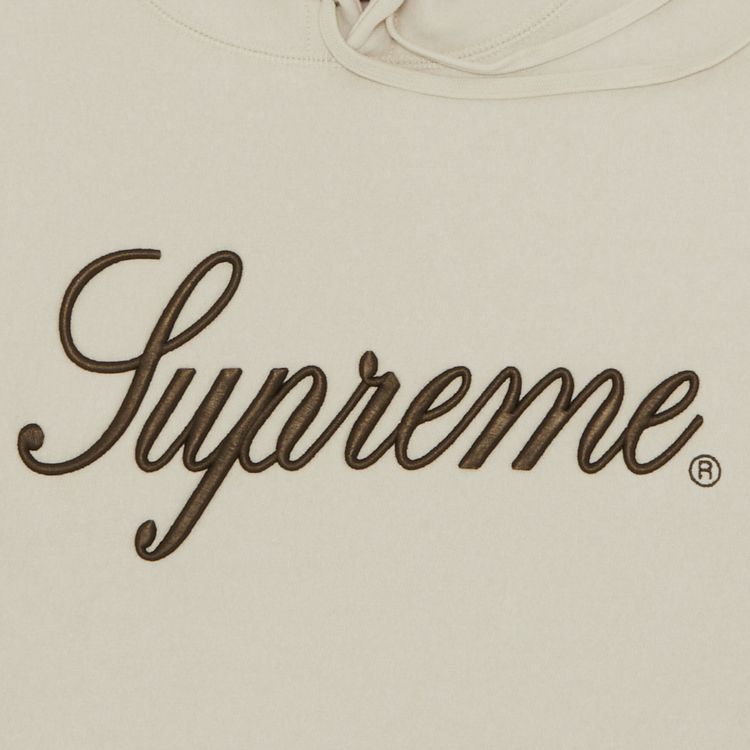 Supreme Embroidered Script Hooded Sweatshirt Stone