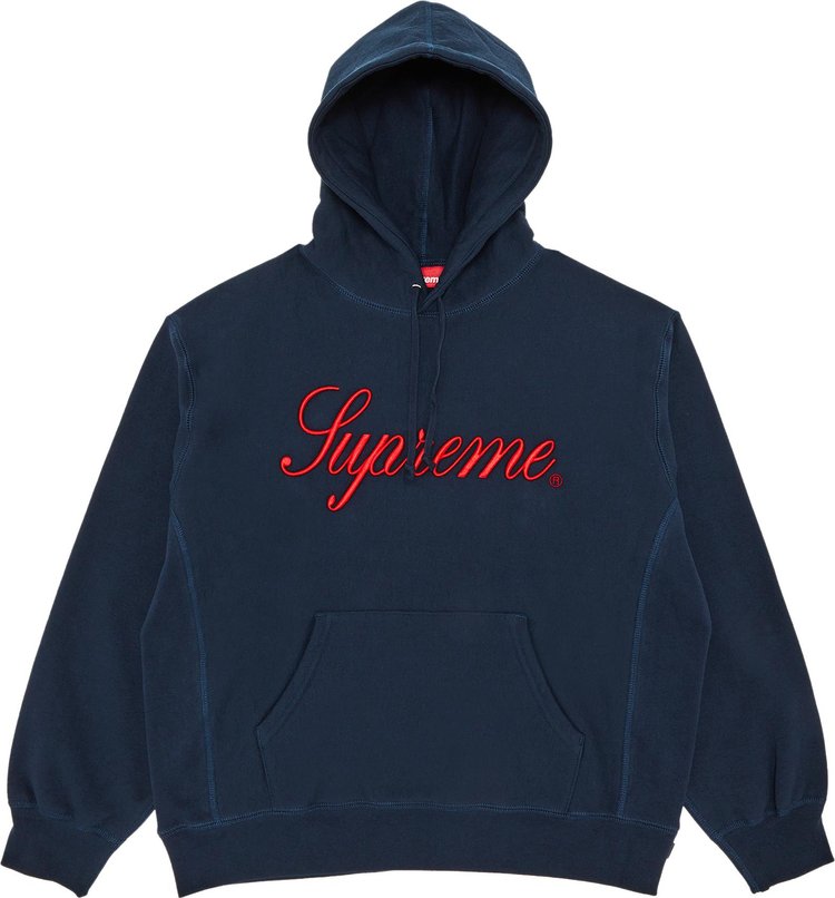 Supreme Embroidered Script Hooded Sweatshirt Navy