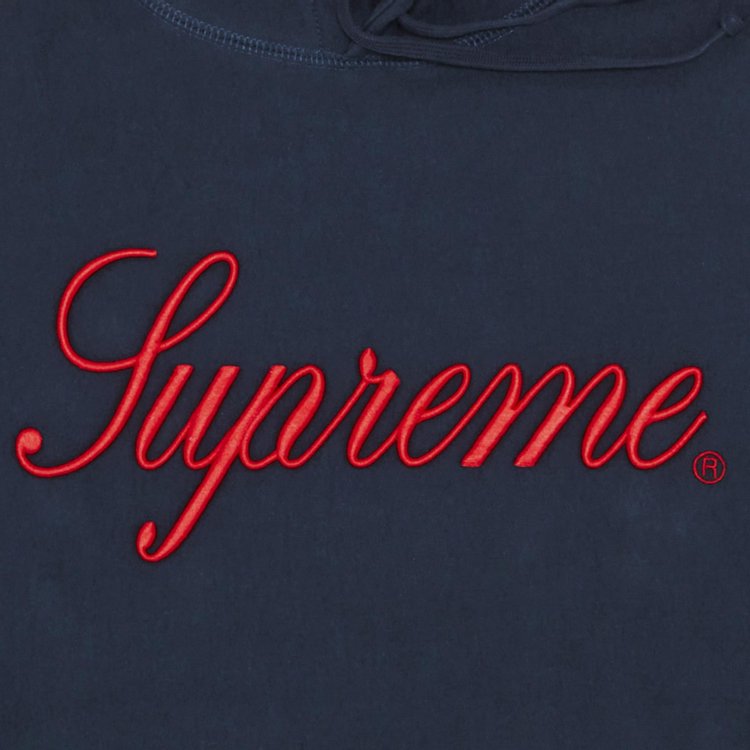 Supreme Embroidered Script Hooded Sweatshirt Navy