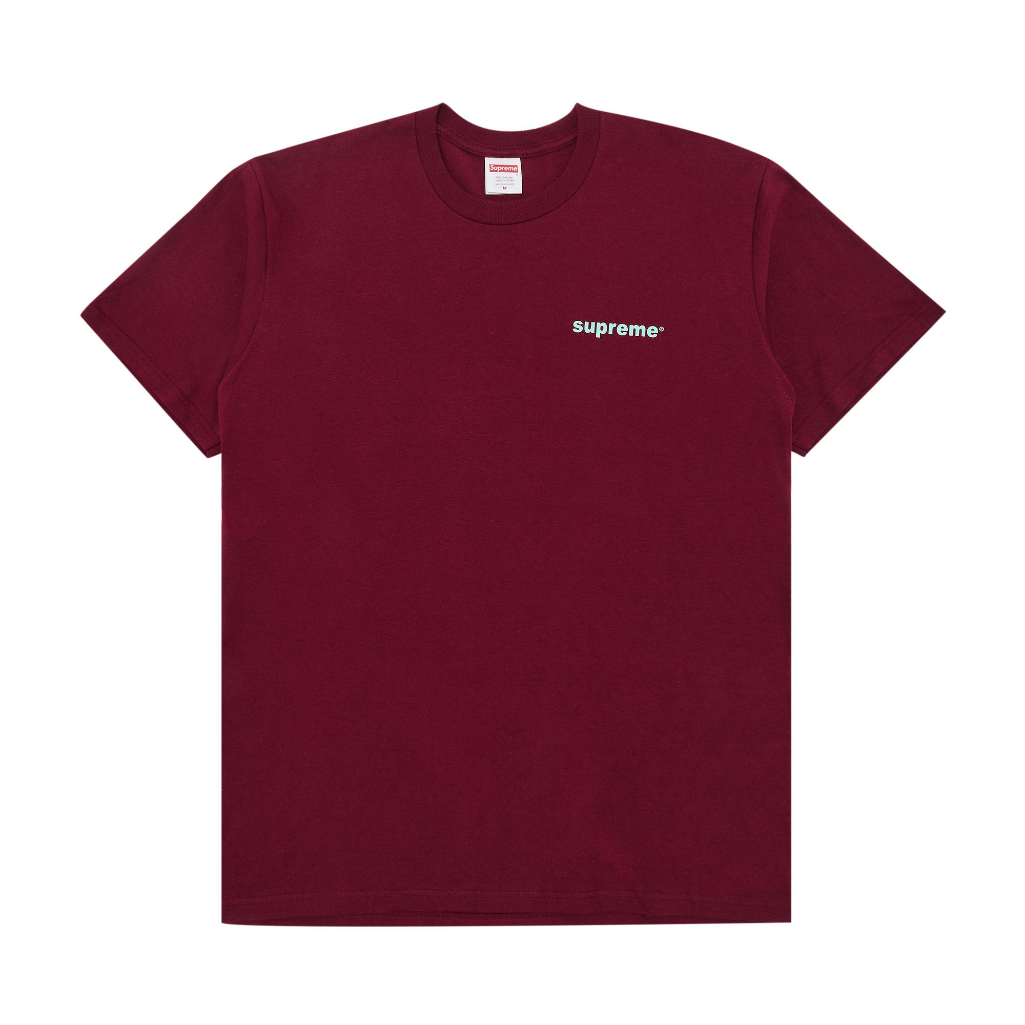 Supreme burgundy box logo tee hot sale