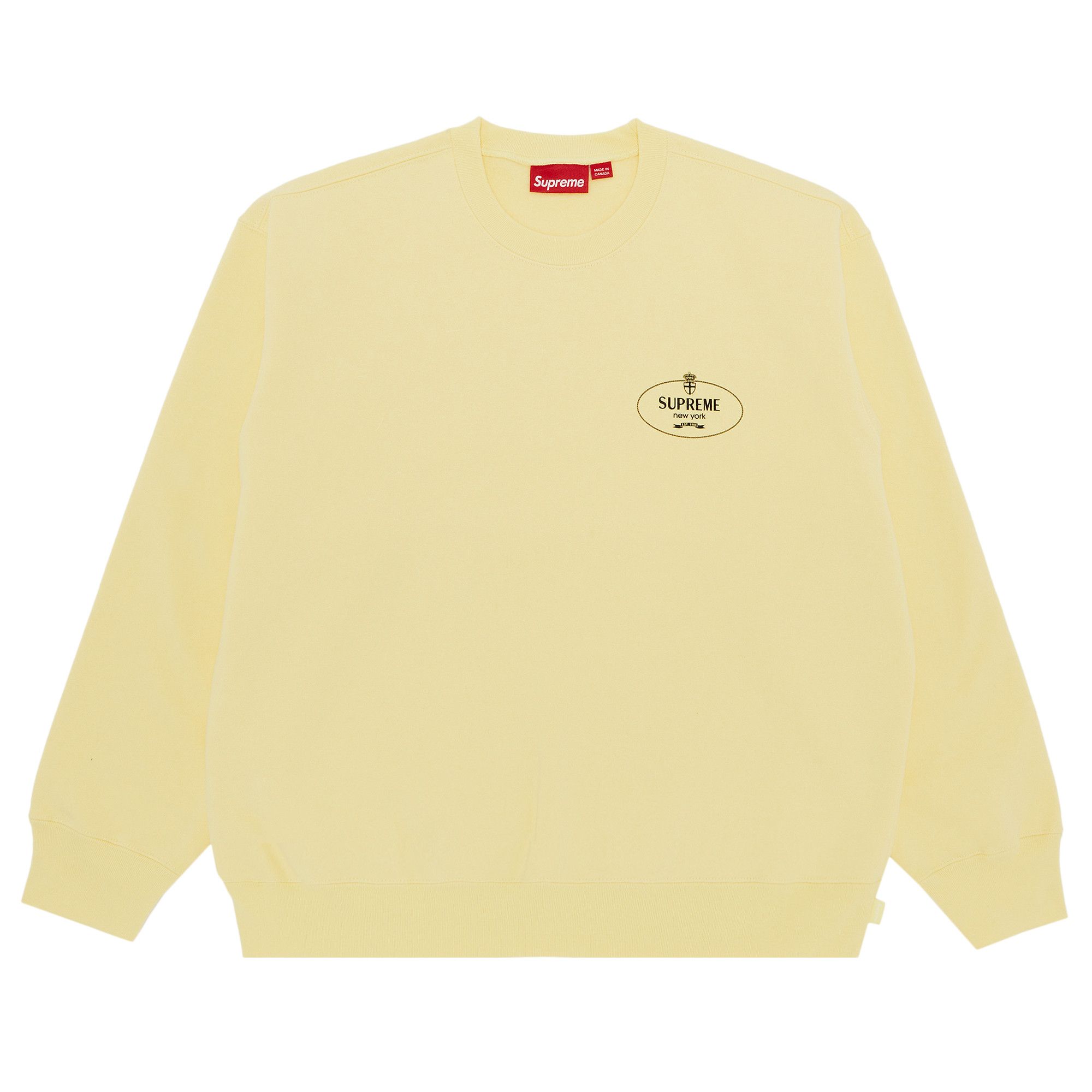 Size l Supreme Crest Crewneck 'Light Yellow'