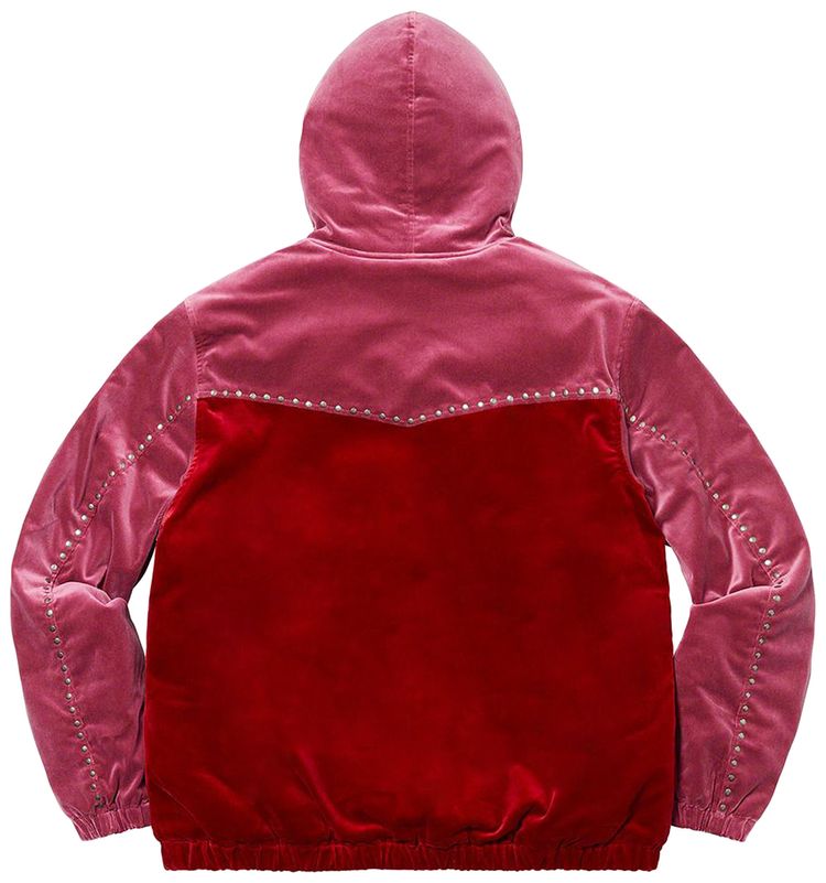 Supreme Studded Velvet Hooded Work Jacket Red