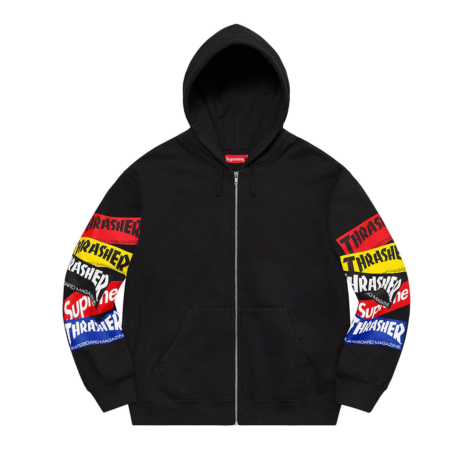 Buy Supreme x Thrasher Multi Logo Zip Up Hooded Sweatshirt Black FW21SW99 BLACK GOAT