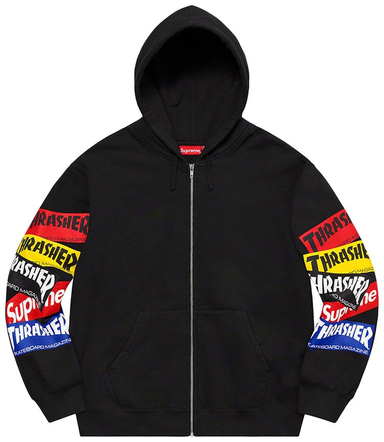 Supreme x Thrasher Multi Logo Zip Up Hooded Sweatshirt Black