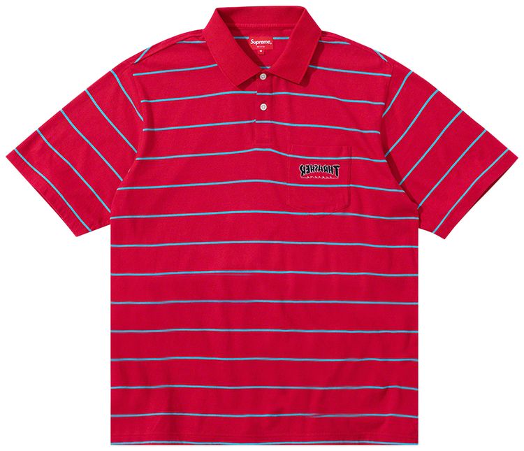 Supreme x Thrasher Stripe Polo Red