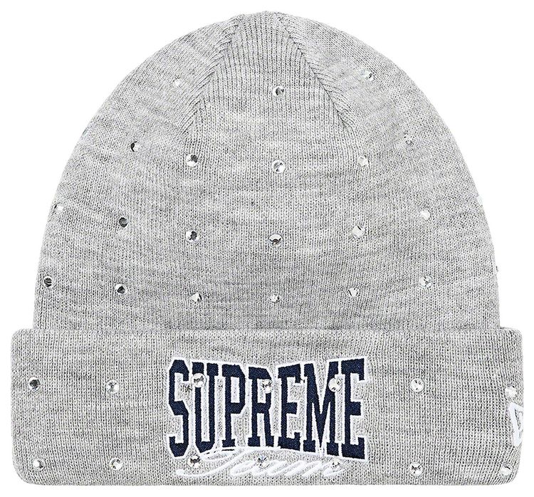 Supreme x New Era Rhinestone Beanie Heather Grey
