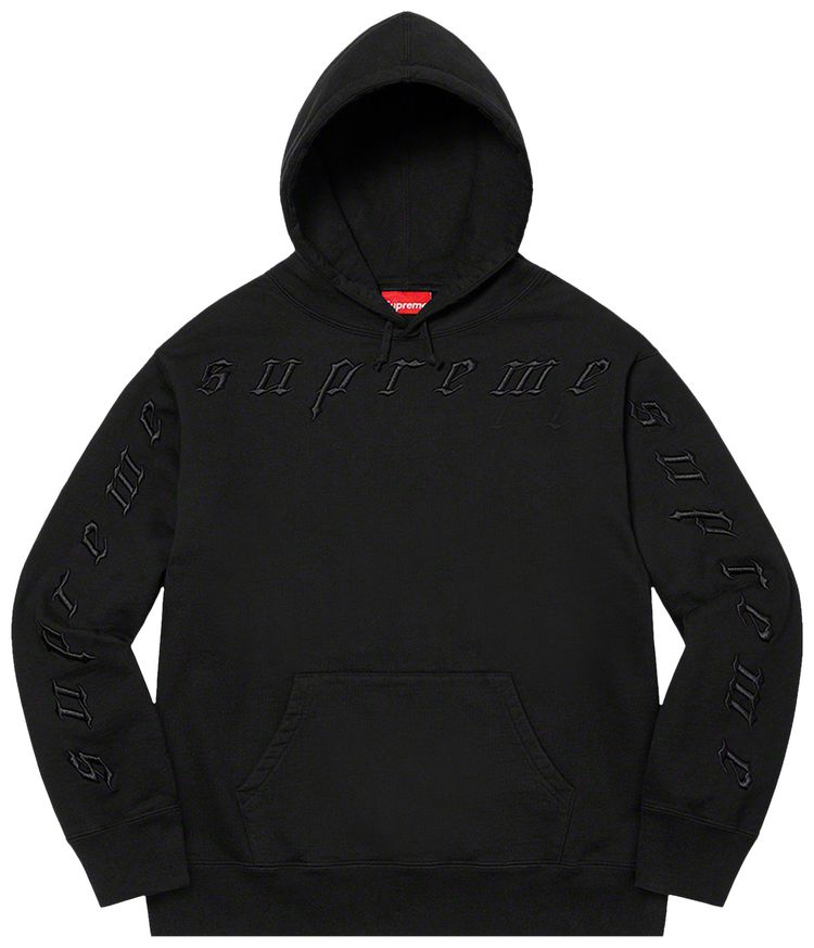 Supreme Raised Embroidery Hooded Sweatshirt Black