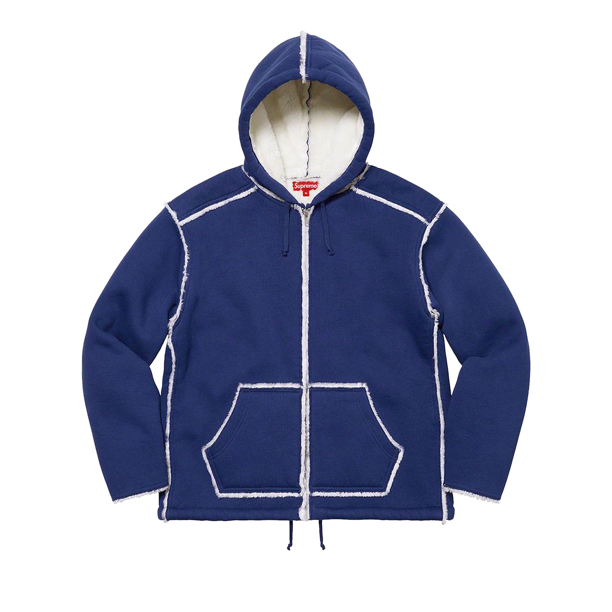 Buy Supreme Faux Shearling Hooded Jacket 'Bright Navy' - FW21J117