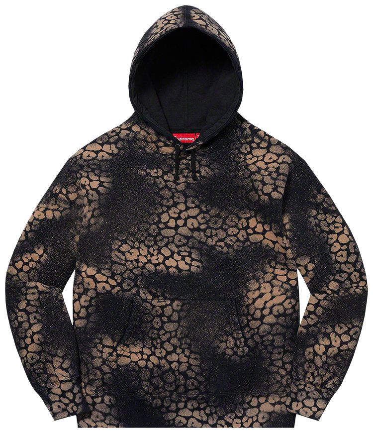 Supreme Bleached Leopard Hooded Sweatshirt Black