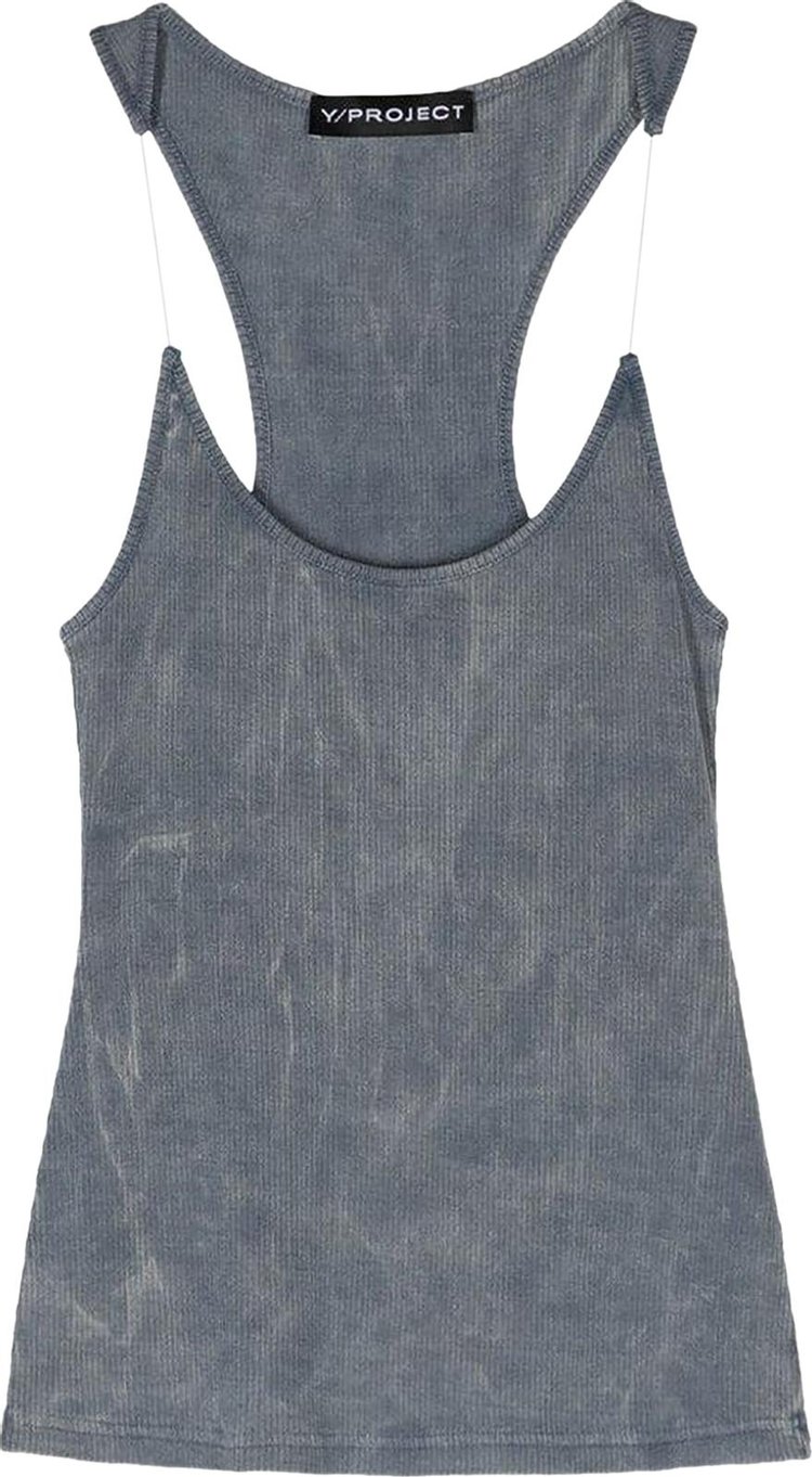 YProject Invisible Strap Tank Top Blue Washed