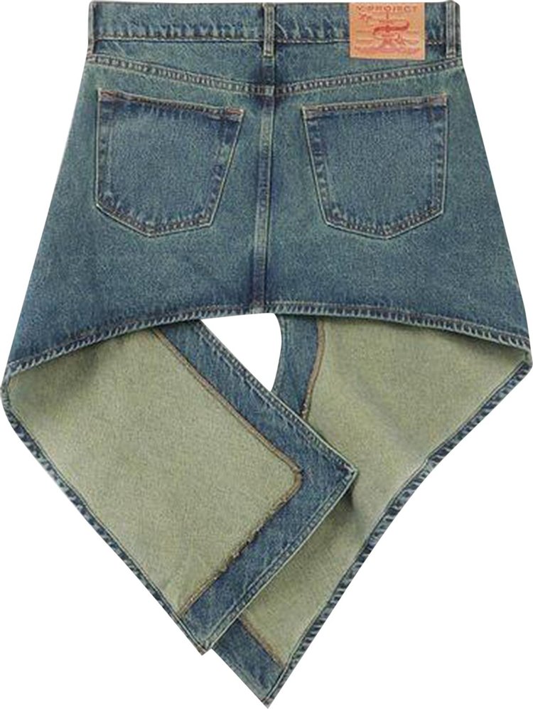 YProject Evergreen Cut Out Denim Mini Skirt Vintage Blue