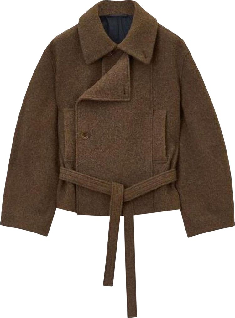 Lemaire Short Asymmetrical Bathrobe Coat Brown