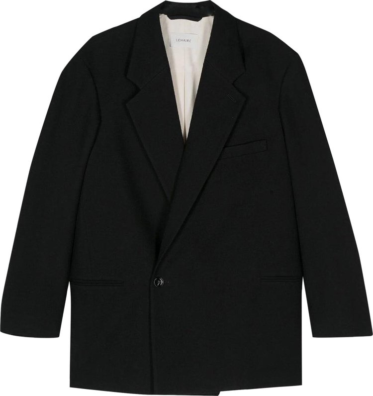 Lemaire Short Maxi Double Breasted Coat Black