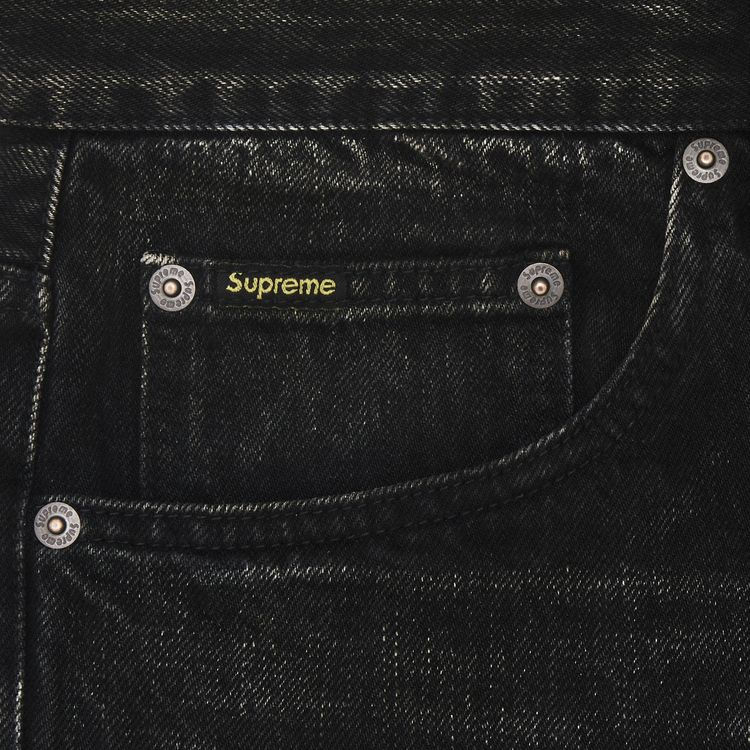 Supreme Distressed Loose Fit Selvedge Jean Washed Black