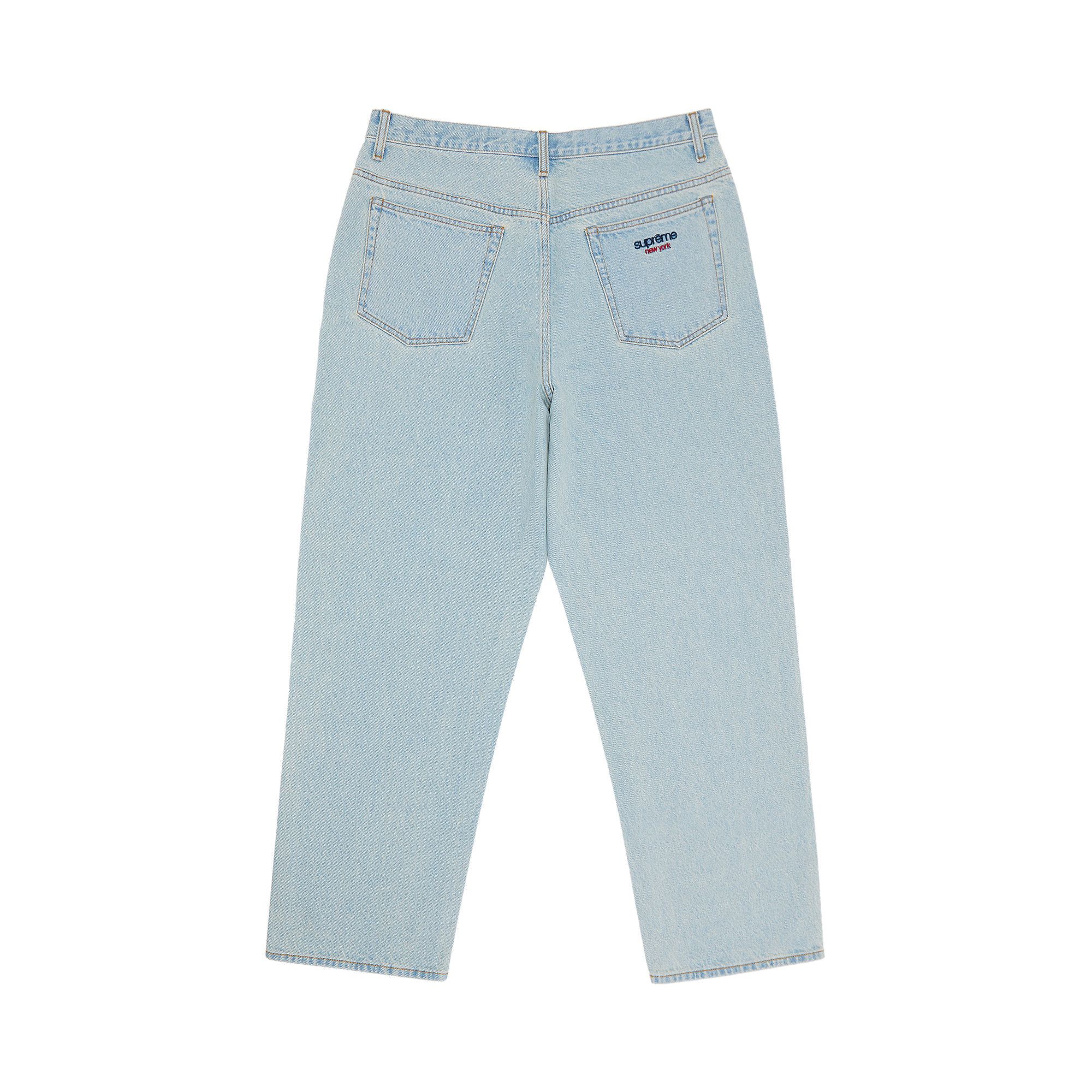 Supreme Baggy Jean Light Washed Indigo Blue Denim FW24 Classic Logo Size 32