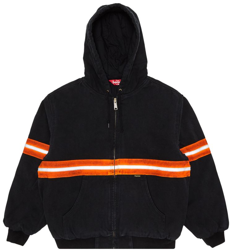 Supreme Reflective Stripe Hooded Work Jacket Black