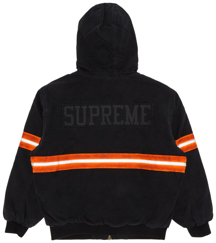 Supreme Reflective Stripe Hooded Work Jacket Black
