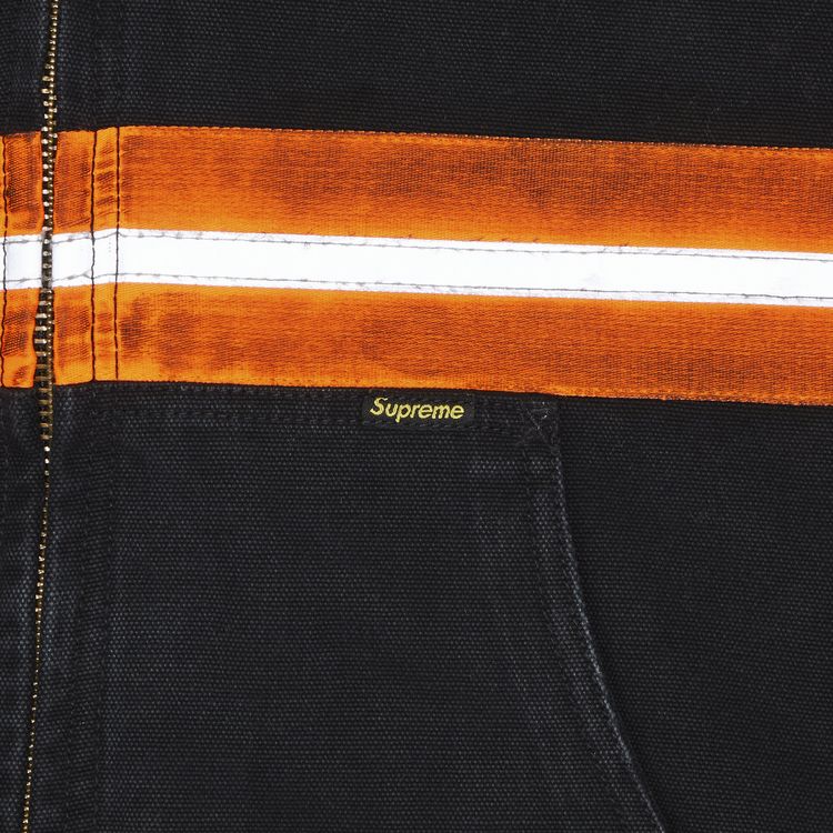 Supreme Reflective Stripe Hooded Work Jacket Black