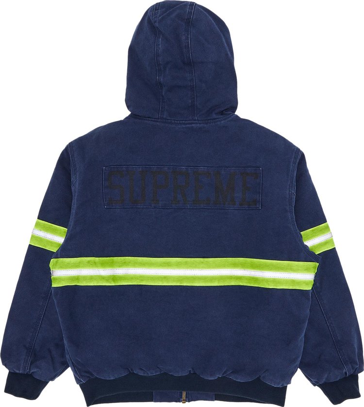 Supreme Reflective Stripe Hooded Work Jacket Navy