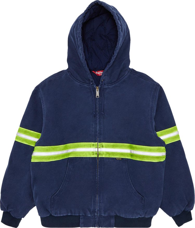 Supreme Reflective Stripe Hooded Work Jacket Navy