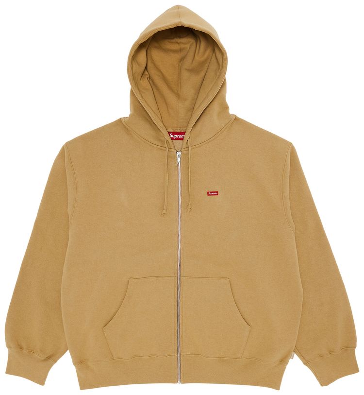 Supreme Small Box Zip Up Hooded Sweatshirt Dark Tan