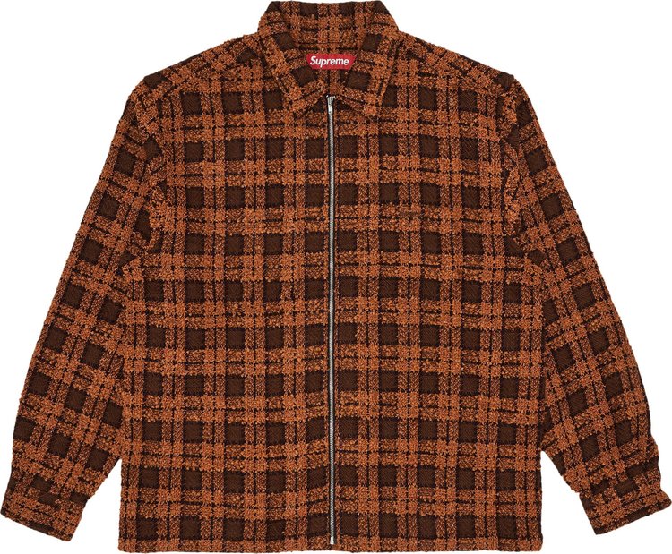 Supreme Boucle Zip Up Shirt Rust