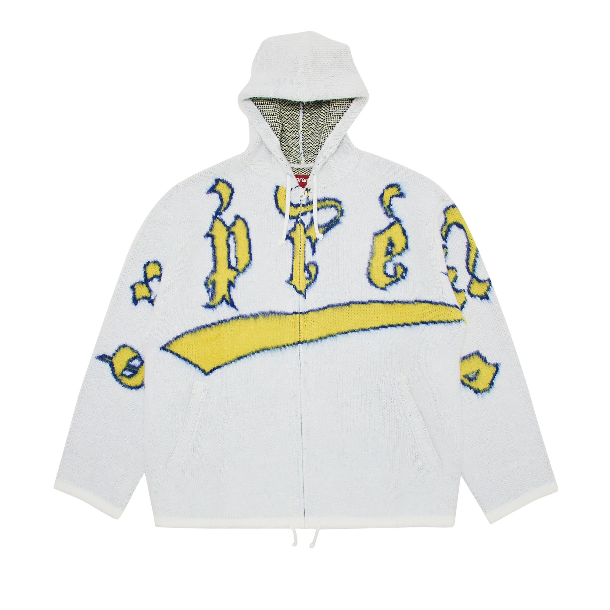 Buy Supreme Accent Brushed Zip Up Hooded Sweater 'White