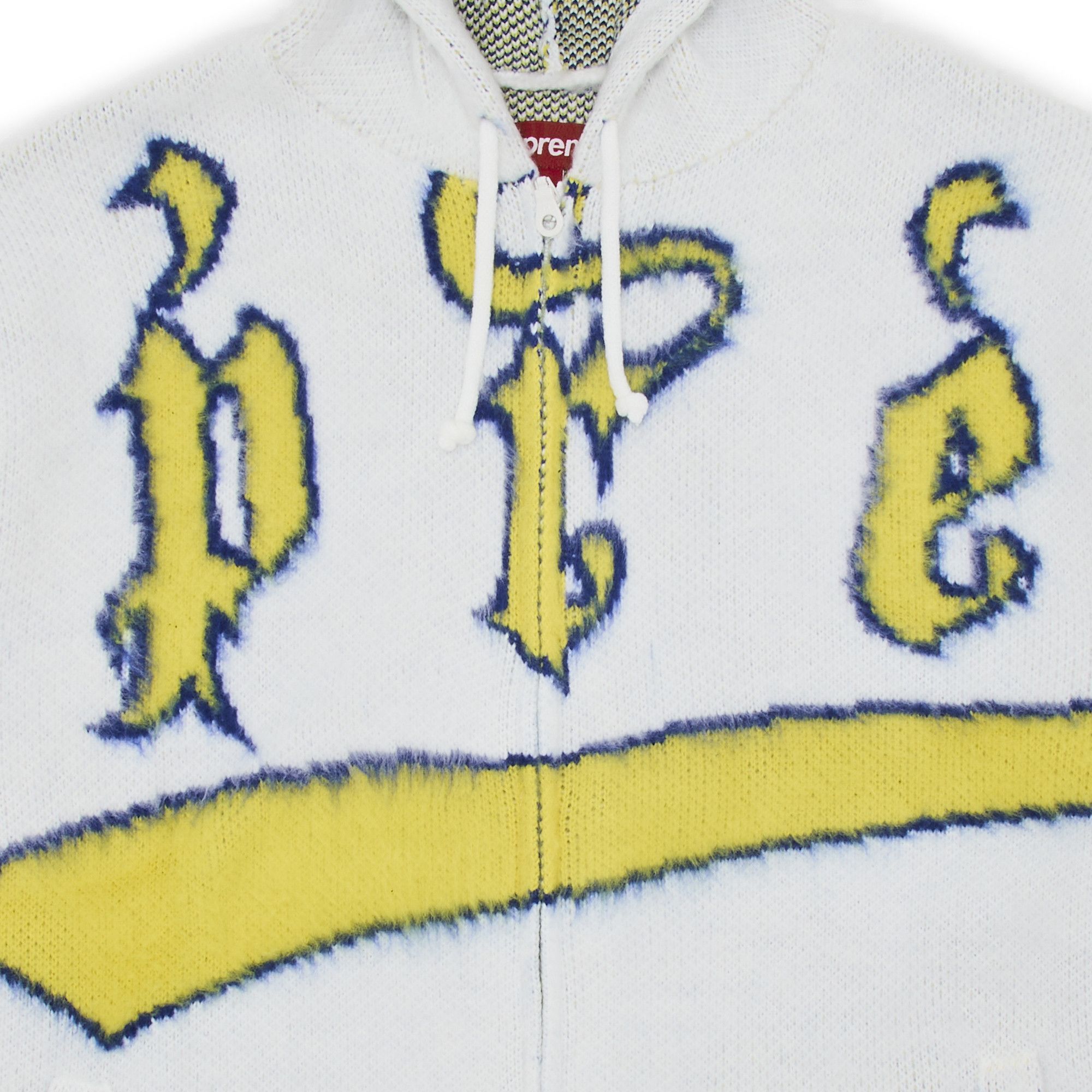 Buy Supreme Accent Brushed Zip Up Hooded Sweater 'White Buy Supreme Accent Brushed Zip Up Hooded Sweater 'White