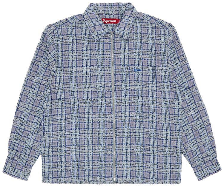 Supreme Boucle Zip Up Shirt Blue
