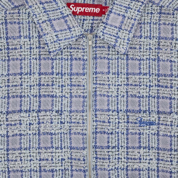 Supreme Boucle Zip Up Shirt Blue