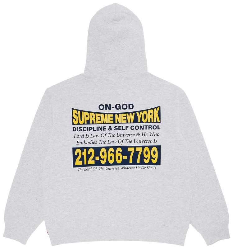 Supreme On God Hooded Sweatshirt Ash Grey