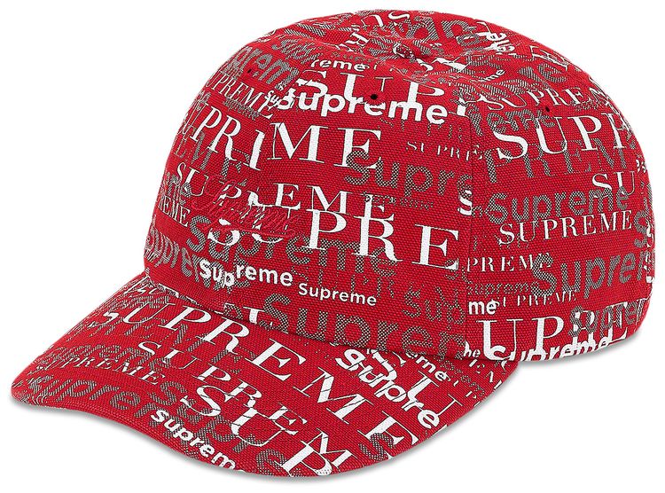 Supreme Logo Pattern 6 Panel Dark Red