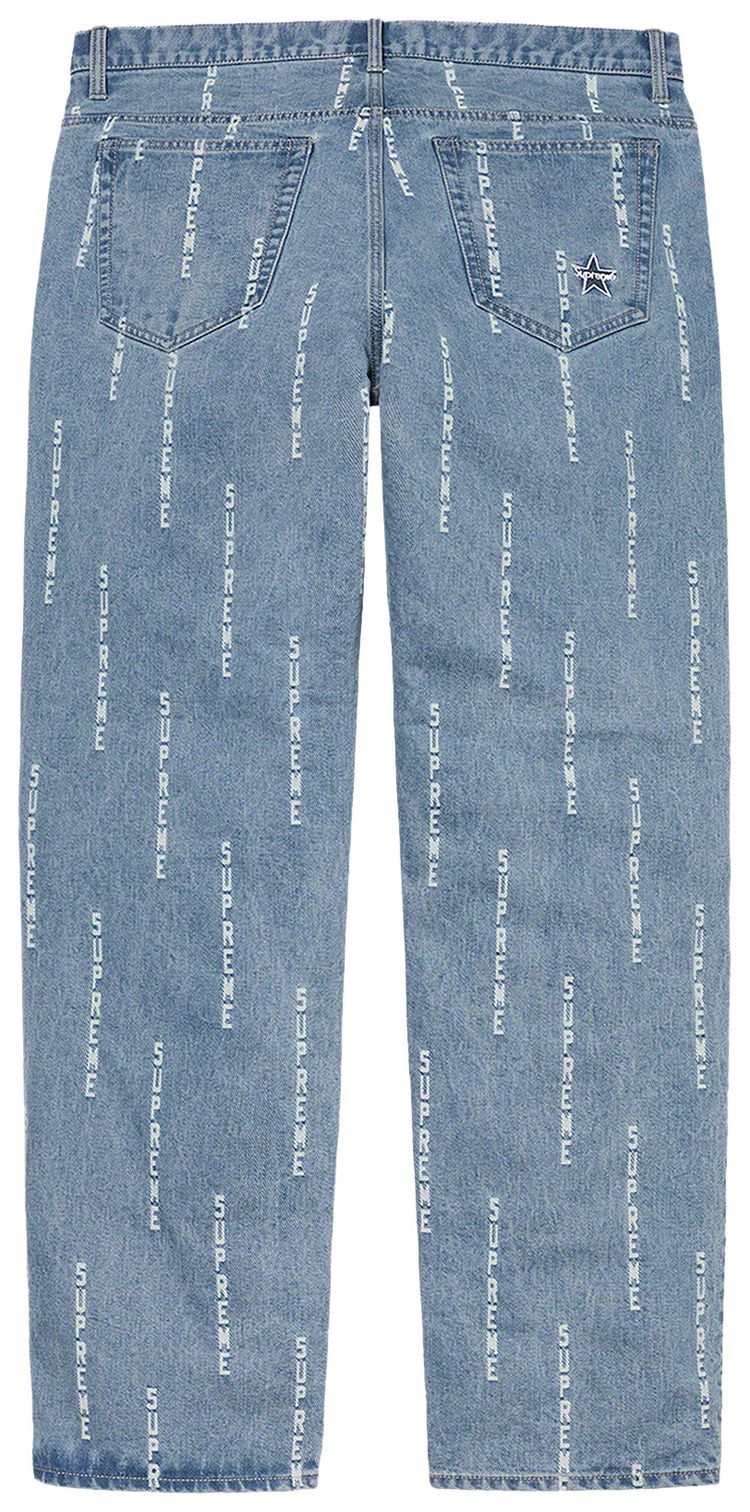Supreme Logo Stripe Jacquard Regular Jean Blue