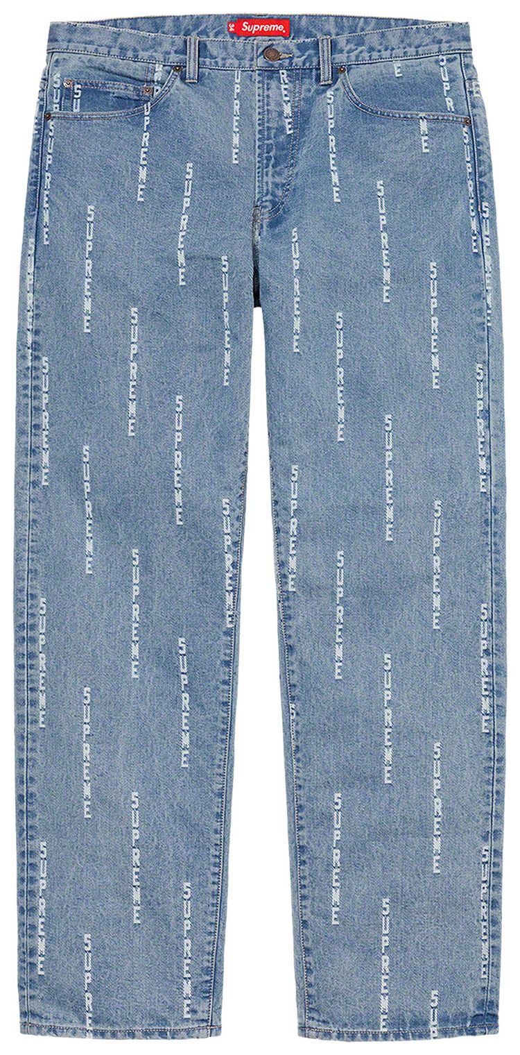 Supreme Logo Stripe Jacquard Regular Jean Blue
