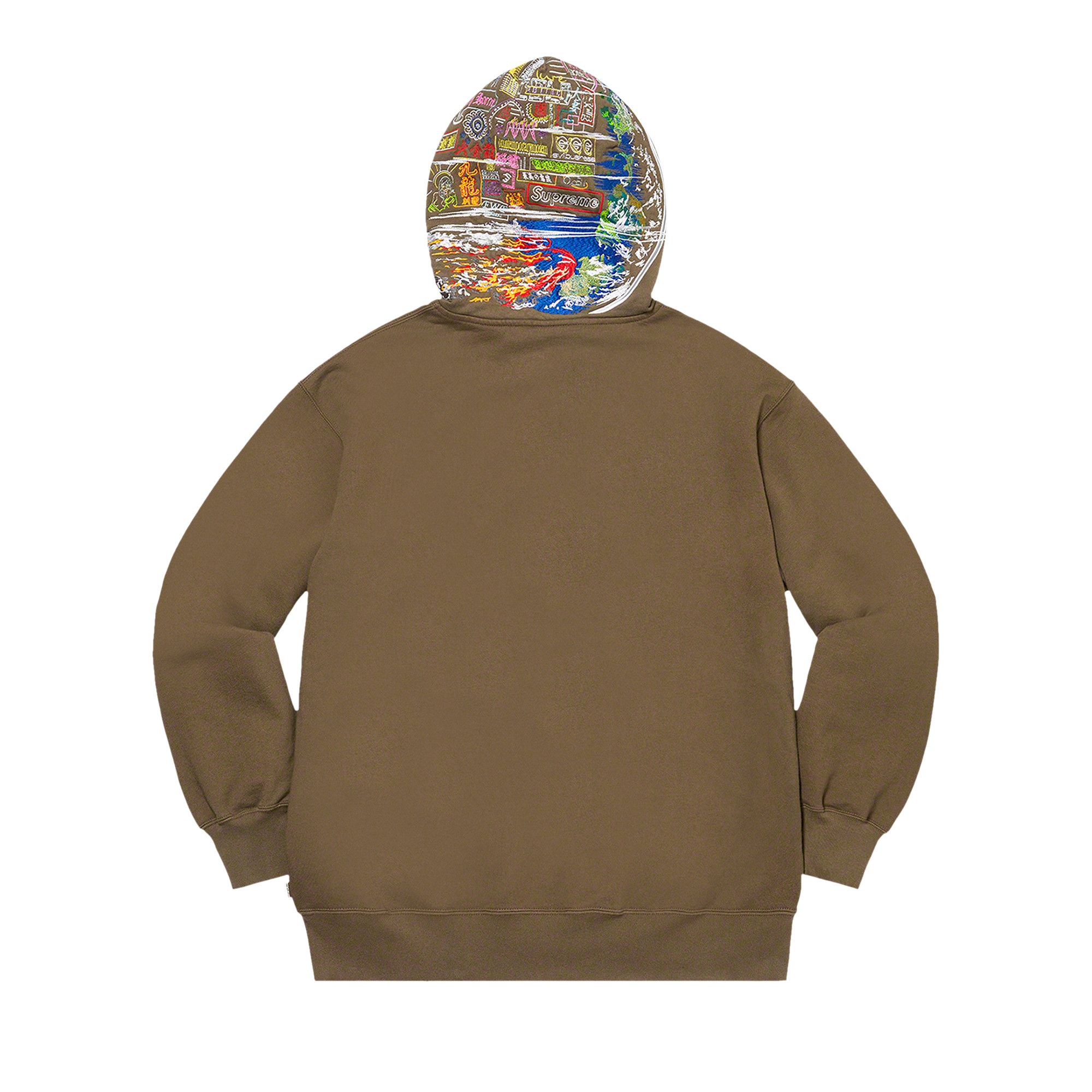 Buy Supreme Globe Zip Up Hooded Sweatshirt 'Dark Olive' - FW20SW89