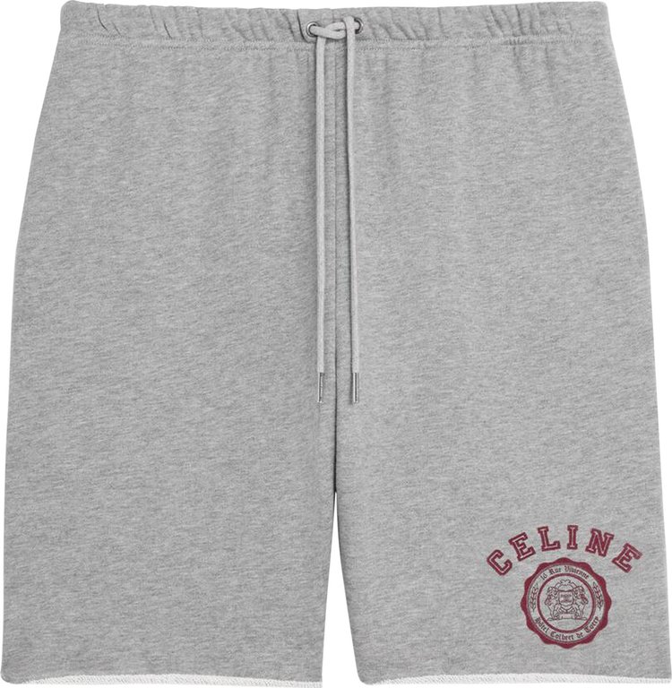 CELINE Blason Loose Shorts Grey MelangeBurgundy