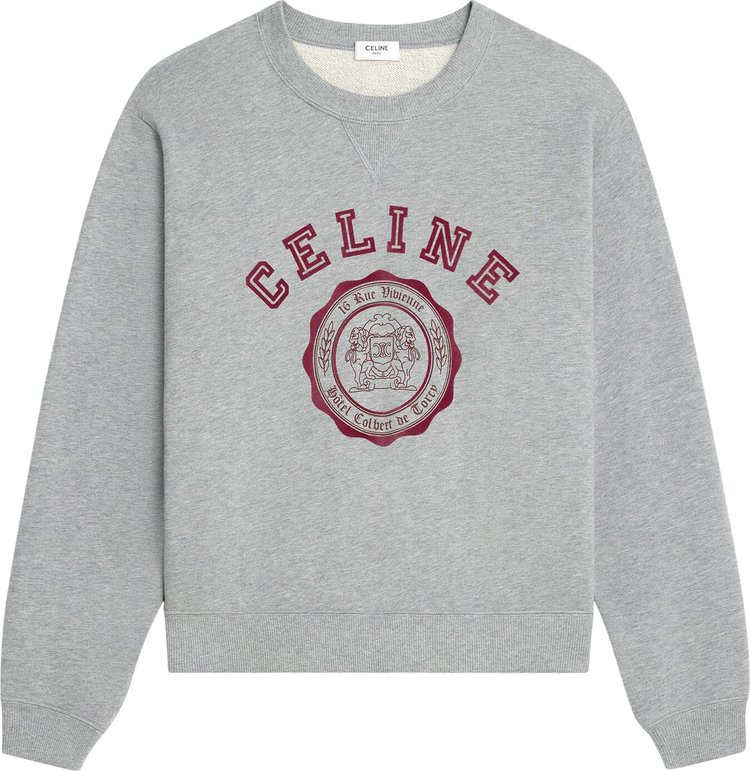 CELINE Blason Loose Sweatshirt Grey MelangeBurgundy