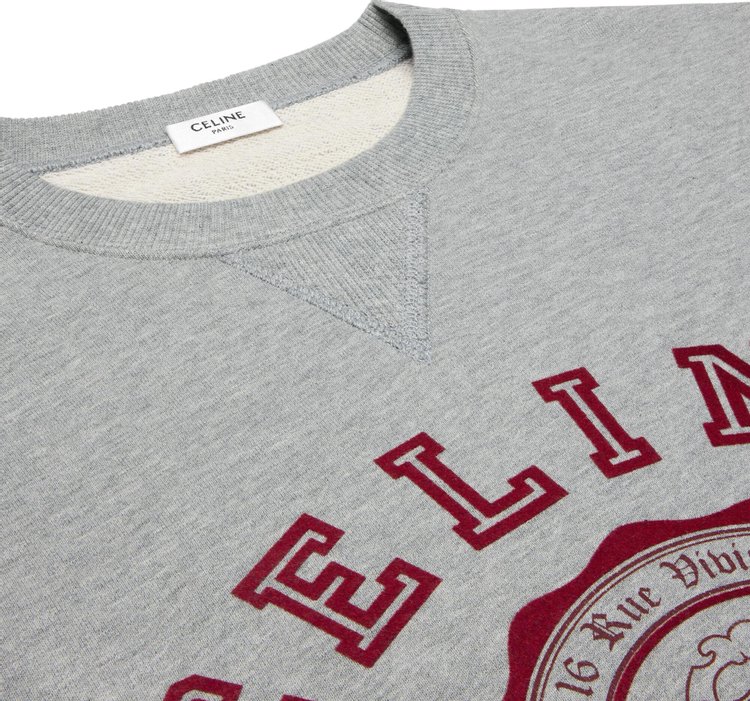 CELINE Blason Loose Sweatshirt Grey MelangeBurgundy