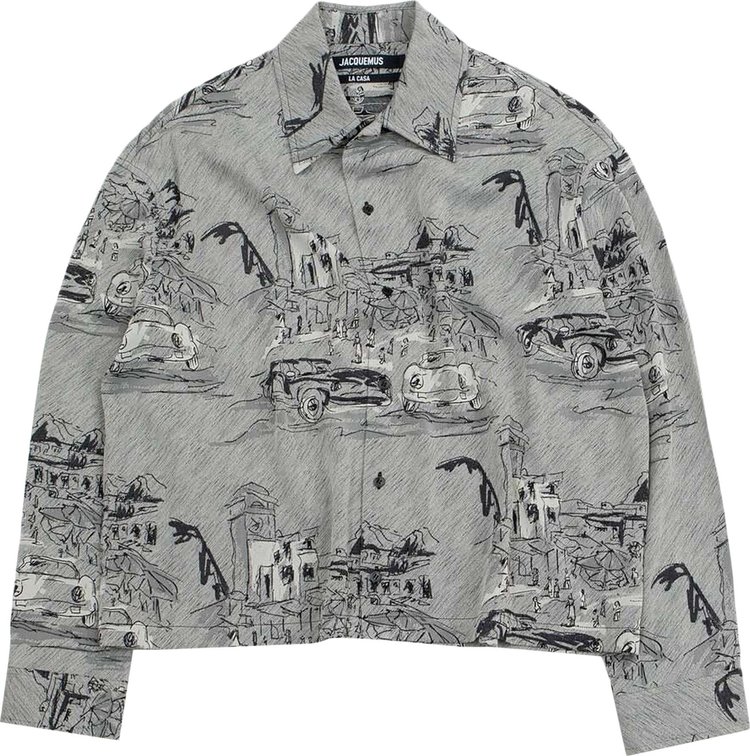 Jacquemus La Corto Long Sleeve Shirt Jacquard Capri CarsGrey