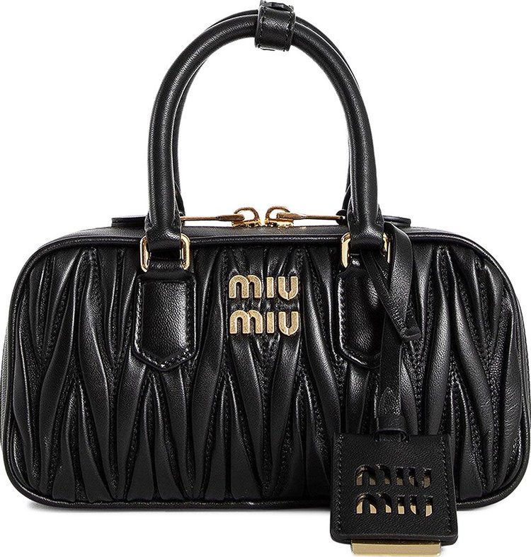 Miu Miu Arcadie Matelasse Nappa Leather Mini Bag Black