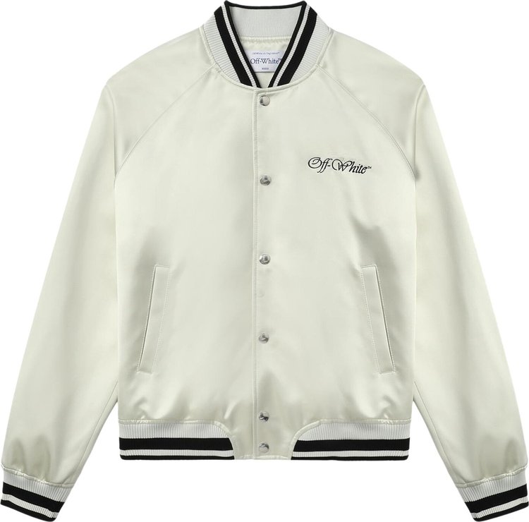 Off White College Sateen Souvenir Jacket IvoryBlack