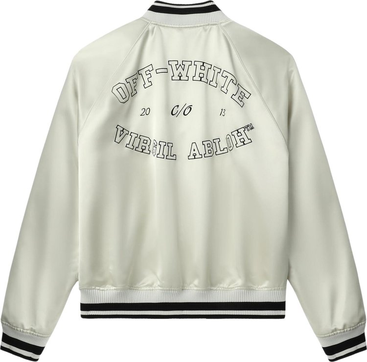 Off White College Sateen Souvenir Jacket IvoryBlack