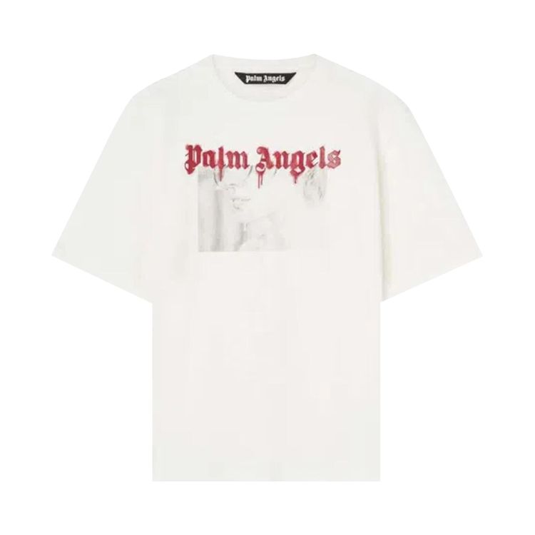 Palm Angels Portrait Pencil Classic Tee Off WhiteRed